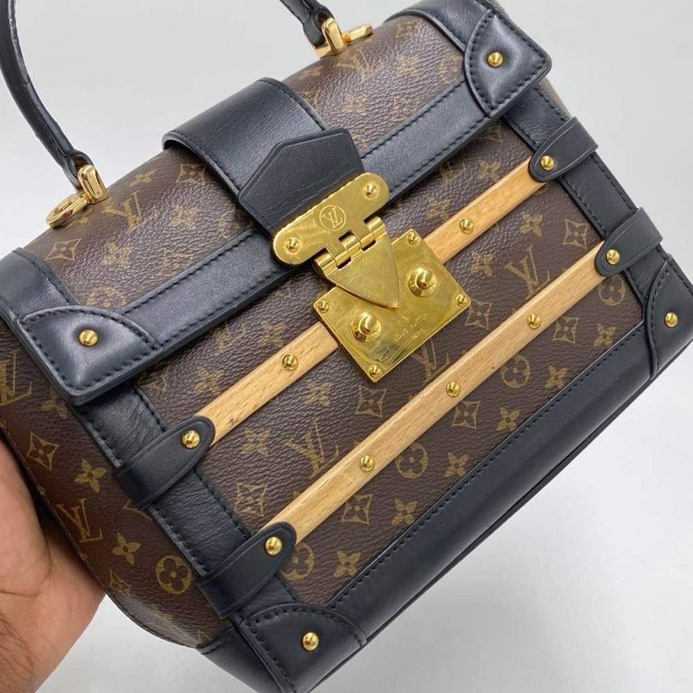 Louis Vuitton Brown and Gold Satchel with Monogram Canvas